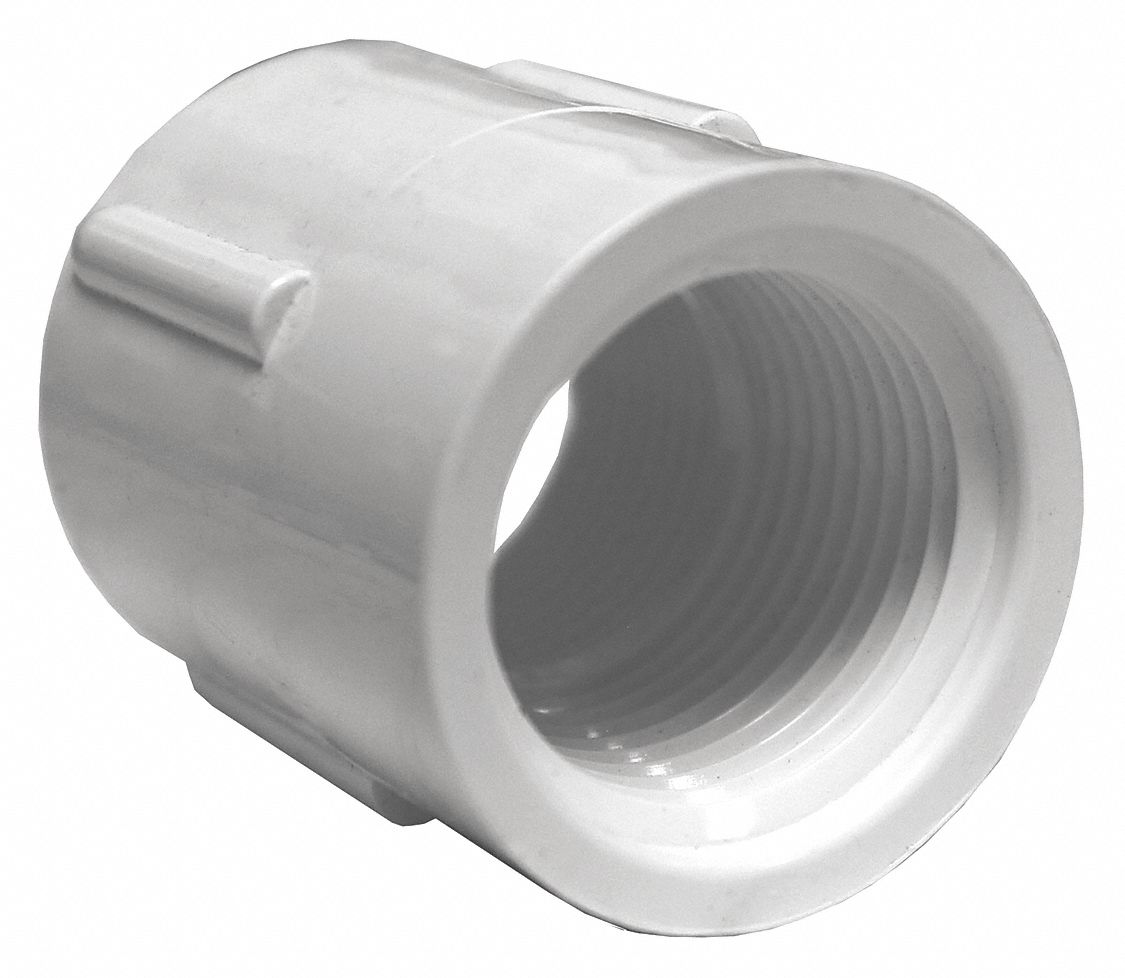 Coupling: 3/4 in x 3/4 in Fitting Pipe Size, Schedule 40, Female NPT x  Female NPT, 480 psi, White