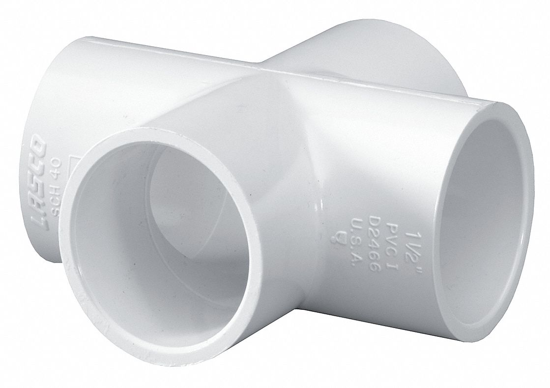 LASCO PVC Cross, Socket x Socket x Socket x Socket, 3/4 in Pipe Size