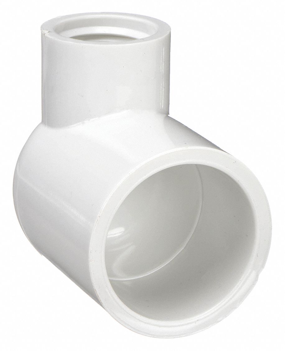 Pipe Elbow: Schedule 40, PVC, 1 in x 1/2 in Size, Socket x Threaded, Female x Female NPT, White