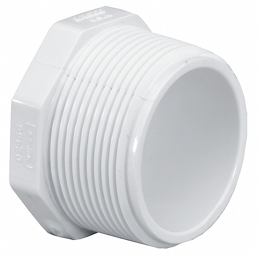 GRAINGER APPROVED PVC Plug, MNPT, 3/4 in Pipe Size Pipe Fitting