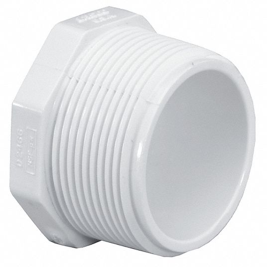 LASCO PVC Plug, MNPT, 2 in Pipe Size Pipe Fitting 22FK11450020