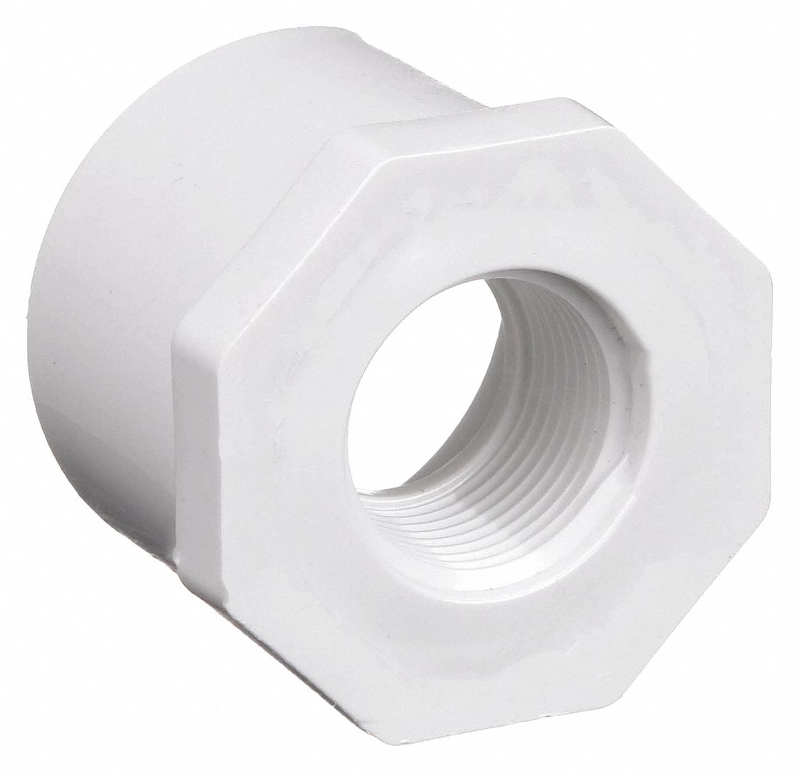REDUCING BUSHING: 1½ IN X ½ IN FITTING, SCHEDULE 40, MALE SPIGOT X FEMALE NPT, WHITE