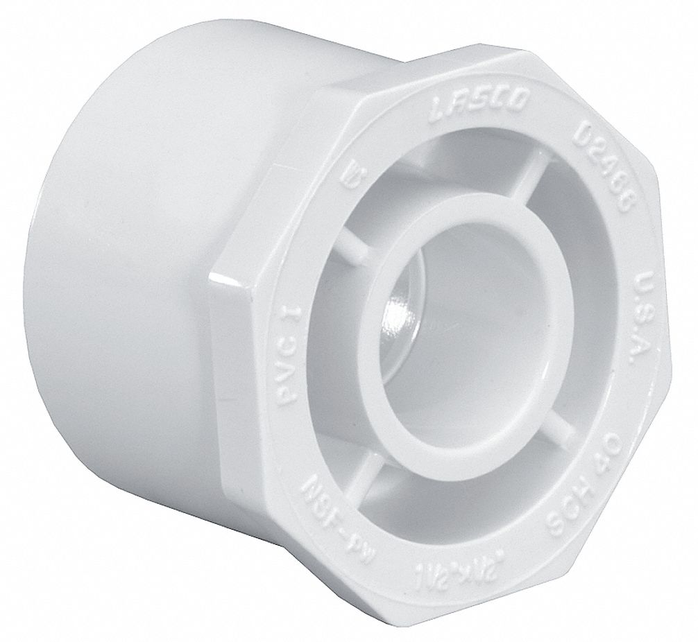 Lasco Pvc Reducing Bushing Spigot X Socket 3 4 In X 1 2 In Pipe Size Pipe Fitting 22fk68 bc Grainger