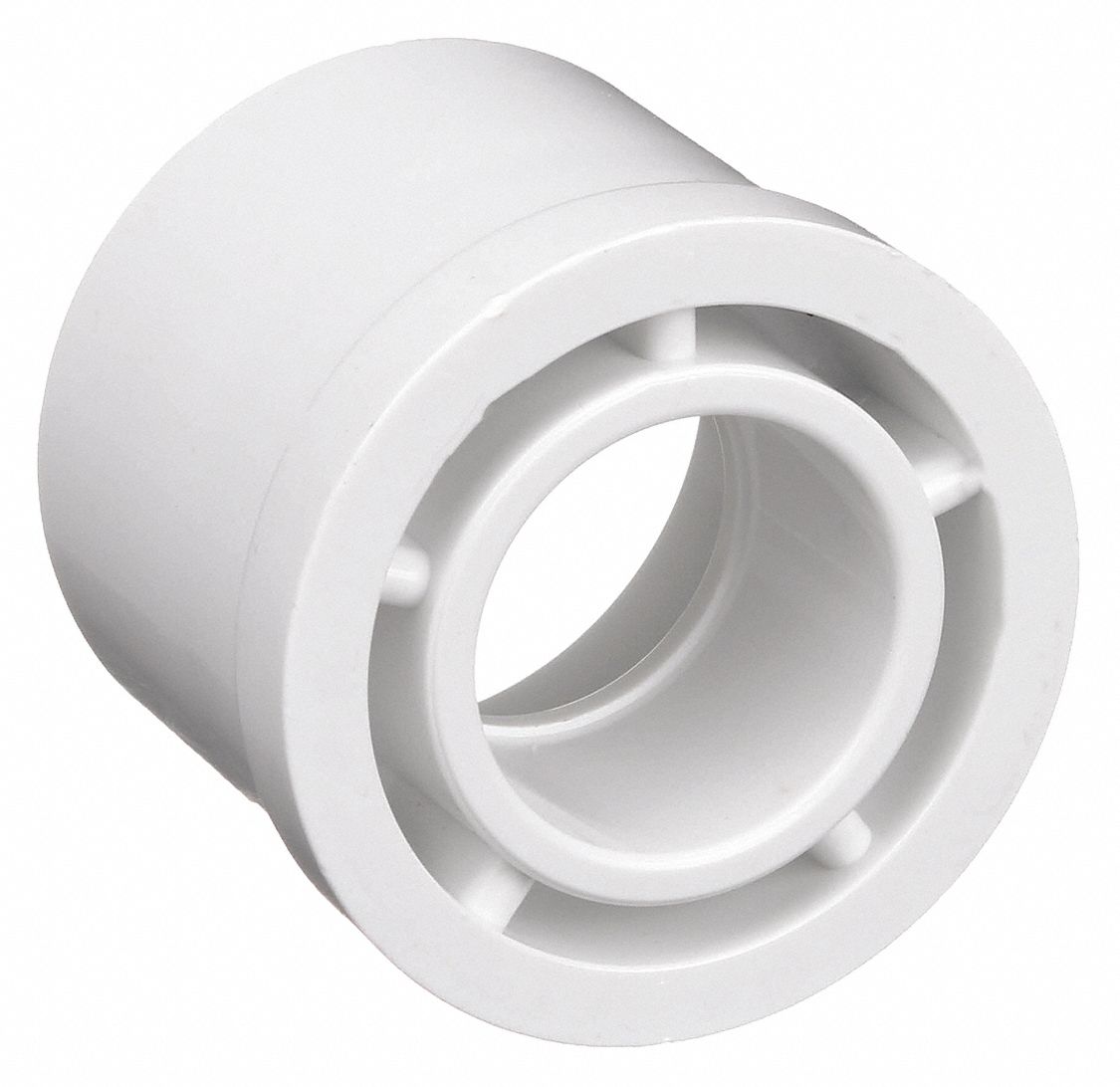 REDUCING BUSHING: 2½ IN X 2 IN FITTING, SCHEDULE 40, MALE SPIGOT X FEMALE SOCKET, WHITE