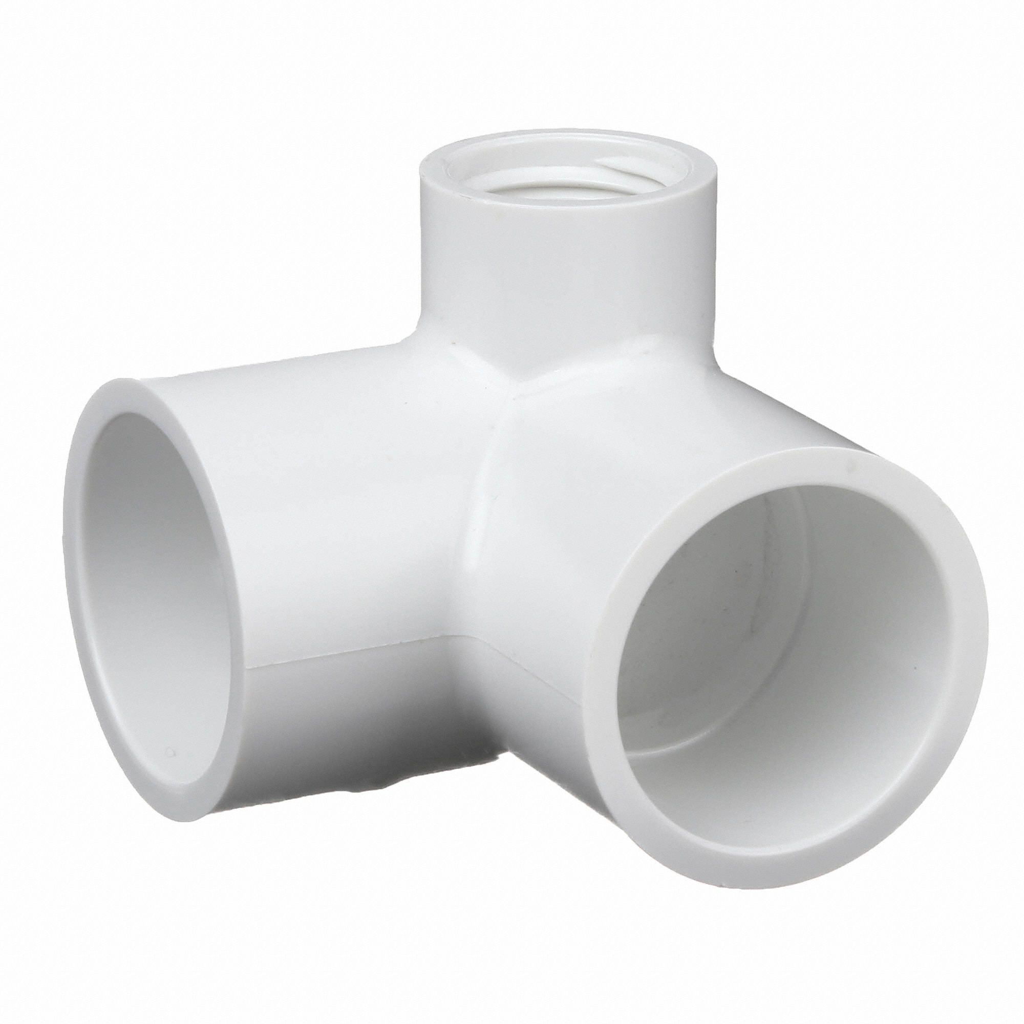 Tee Pipe Fitting: Schedule 40, PVC, 1/2 in x 1/2 in Size, Socket x Socket, Female x Female NPT