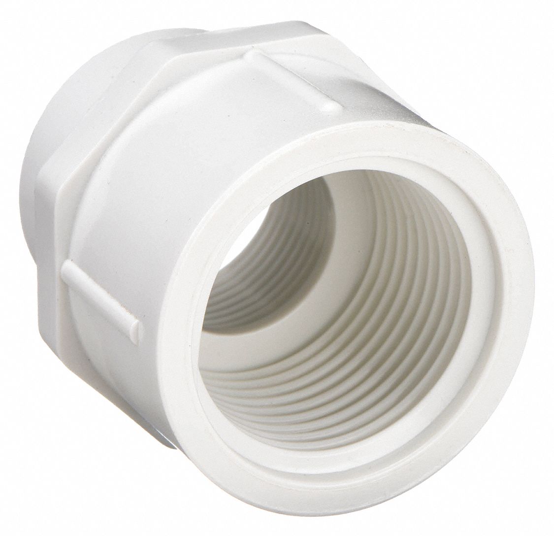 COUPLING: 1 IN X ¾ IN FITTING, SCHEDULE 40, FEMALE NPT X FEMALE NPT, 450 PSI, WHITE