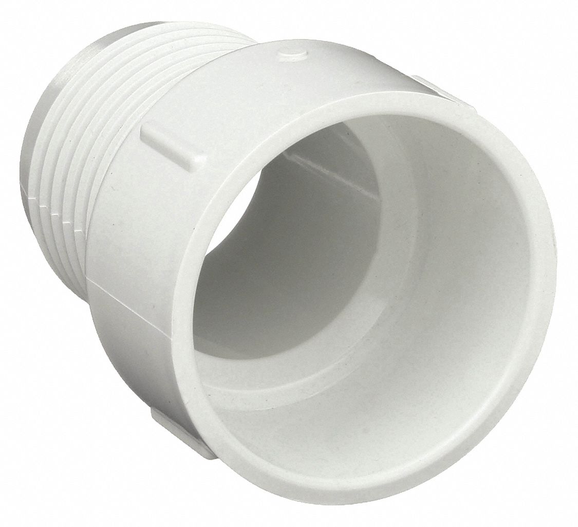 Male Adapter: 2 in x 2 in Fitting Pipe Size, Female Socket x Male Insert, 280 psi, White