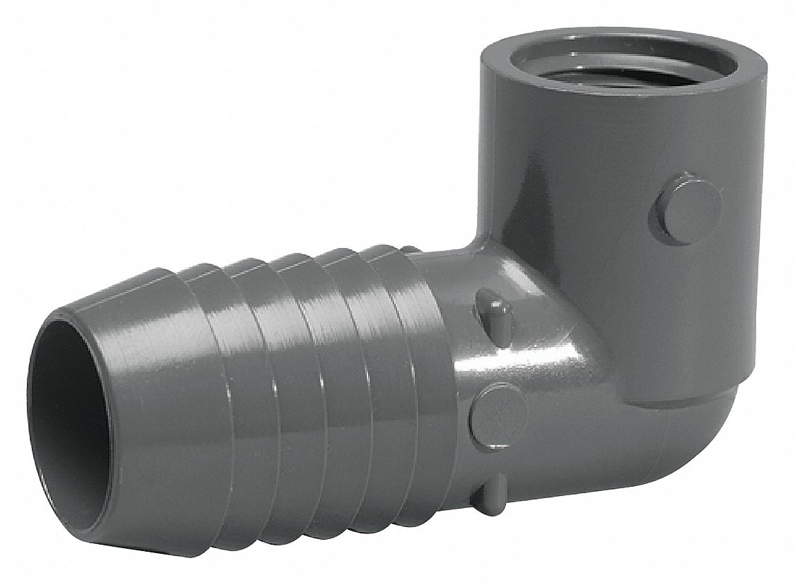 GRAINGER APPROVED PVC Elbow, 90 Degrees, Insert x FNPT, 3/4 in Pipe