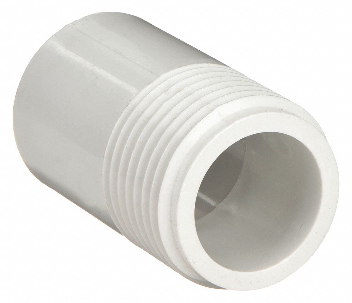 Garden Hose Adapter: 3/4 in x 1/2 in Fitting Size, Male x Female, Rigid, 1 3/4 in Overall Lg