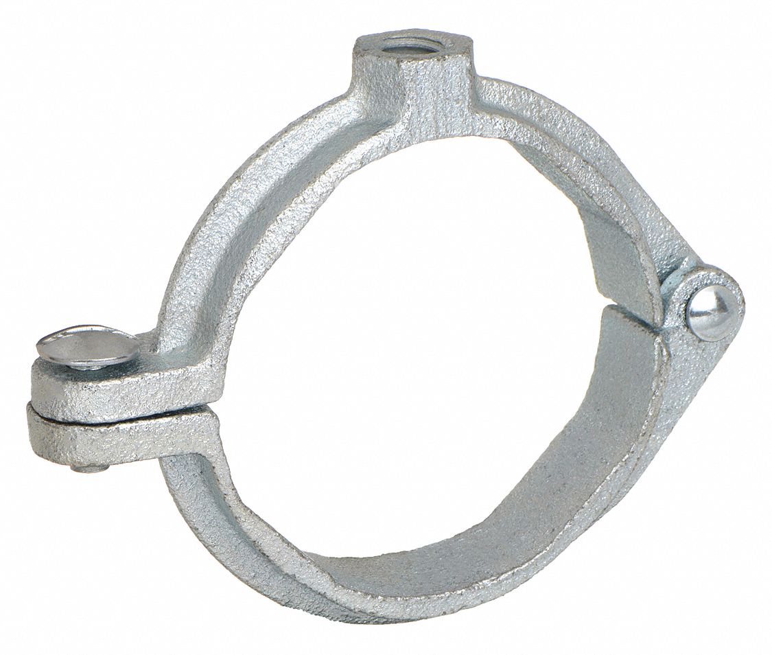 SPLIT-RING HANGER: SWIVEL LOOP, ELECTRO-GALVANIZED IRON, FOR 2 IN PIPE, FOR 2 ⅜ IN MAX OD