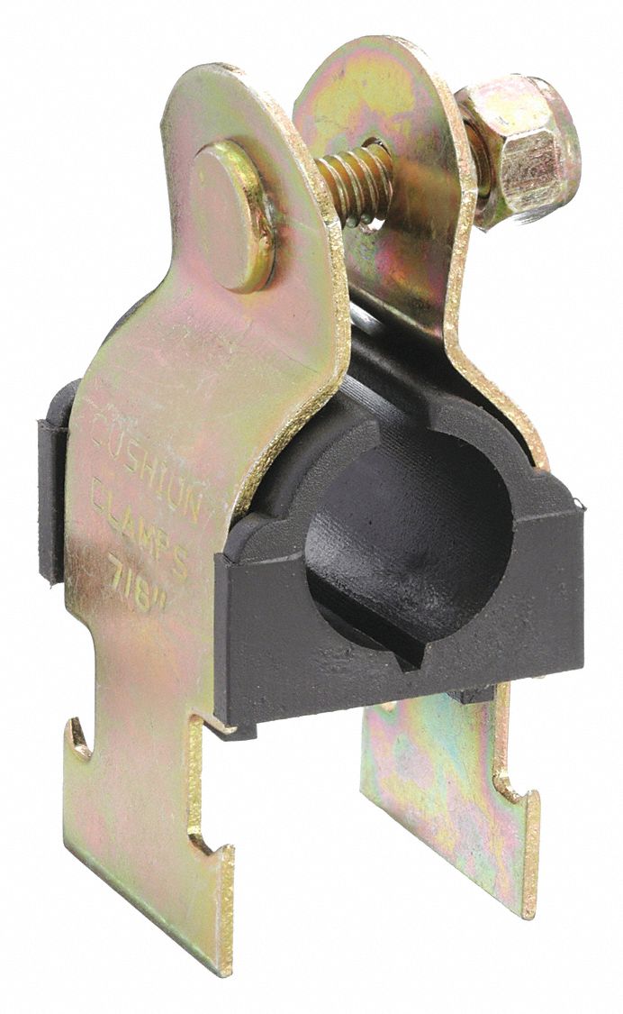 Vibration-Dampening Strut Clamp: Di-Chromate Plated Steel, For 3/4 in Pipe, For 3/4 in Max. OD