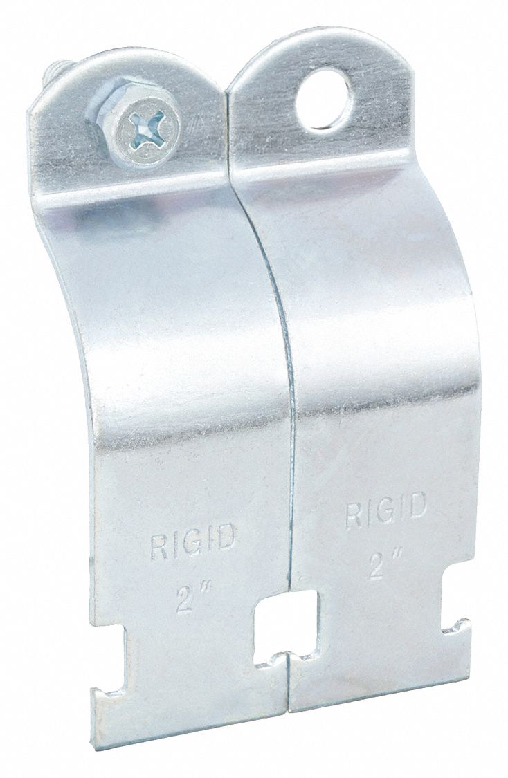 STRUT PIPE CLAMP: GALVANIZED STEEL, FOR 4 IN PIPE, FOR 4⅛ IN MAXIMUM OD, ⅝ IN H