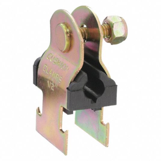 Strut Mounted Cushioned Clamp, Electro Galvanized Gold Grainger