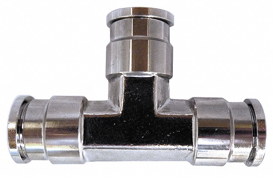 GRAINGER APPROVED Tee, Tube Fitting Material Nickel Plated Brass