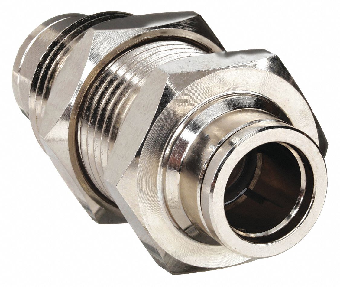 BULKHEAD UNION: NICKEL PLATED BRASS, PUSH-TO-CONNECT X PUSH-TO-CONNECT, FOR ¼ X ¼ IN TUBE OD