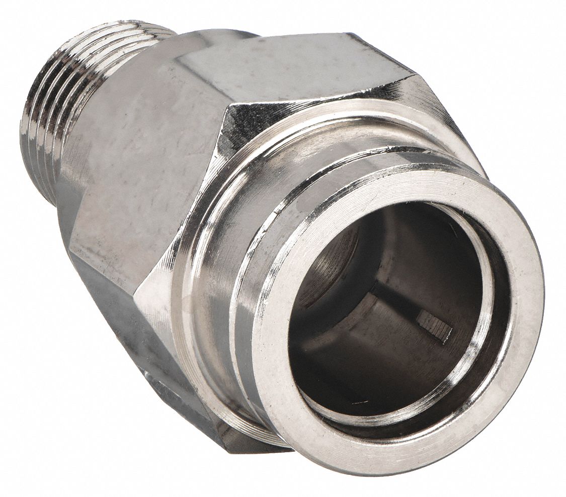 MALE ADAPTER: NICKEL PLATED BRASS, PUSH-TO-CONNECT X MNPT, FOR ⅜ IN TUBE OD, ⅛ IN PIPE