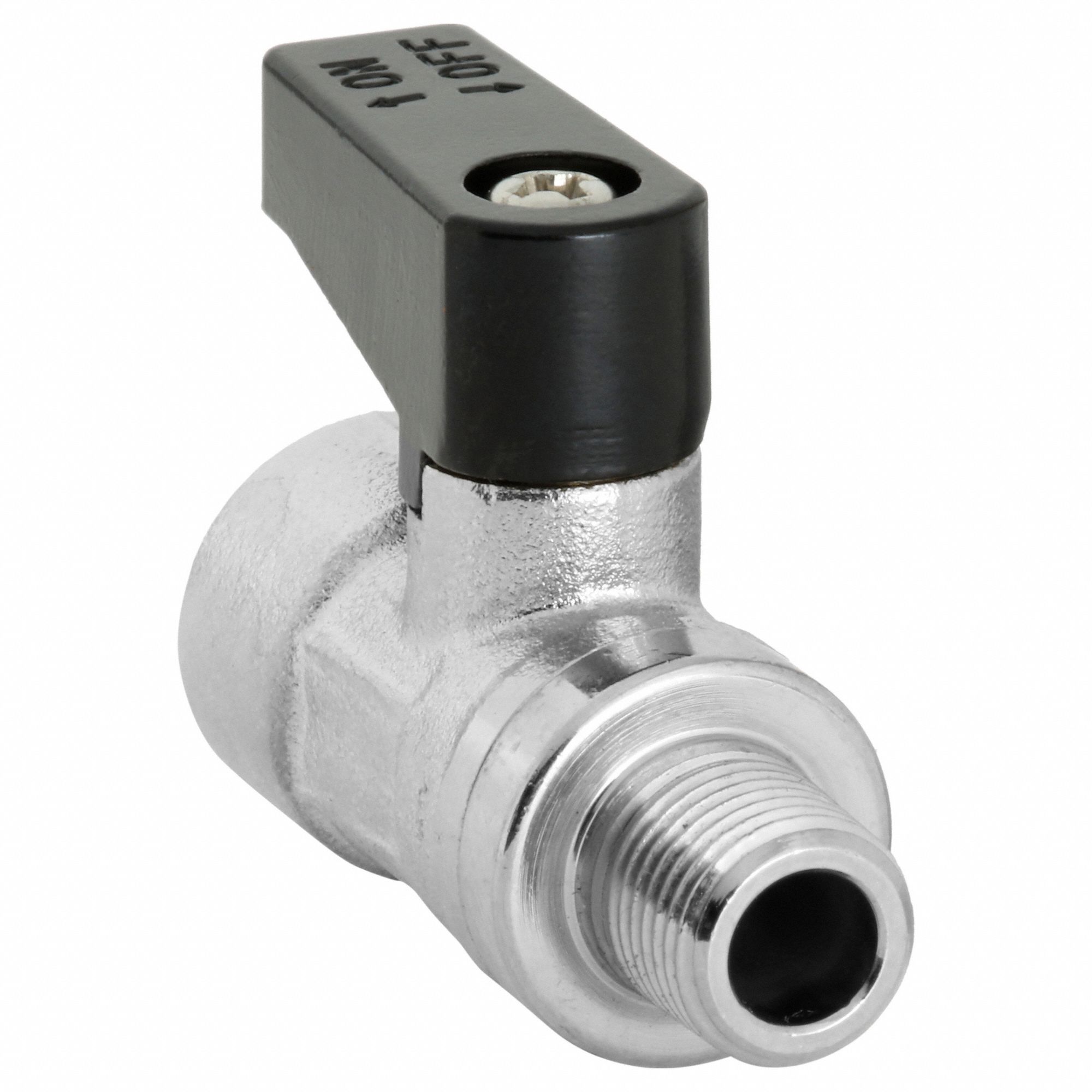 Manual Two-Way Ball Valve: 1/8 in, Nickel-Plated Brass, Straight, MNPT x FNPT, Lever