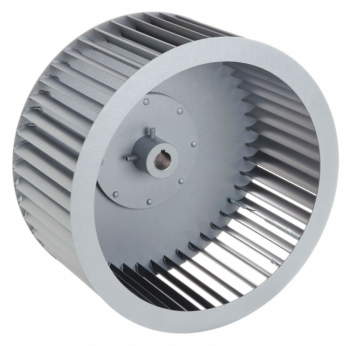 Blower Wheel: Forward-Curved, 15 in Dia, Steel Wheel, 1 Inlets, 1 in Bore, 1, 400 RPM Max., Inside
