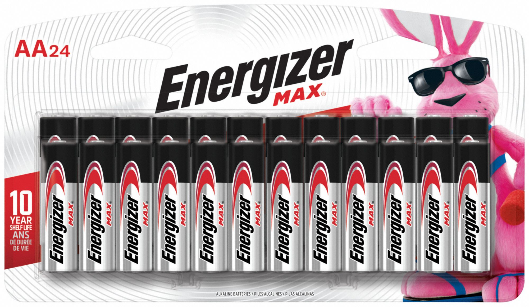 ENERGIZER Max, AA Battery, Alkaline, Premium, 1.5V DC, PK 24 22FX66