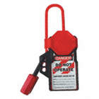 TAG N HANG HASP, STOPOUT, RED, MAX 3 PADLOCKS, 1 3/8 X 2 3/4 IN HOLE, 3 X 3 IN, DIELECTRIC PLASTIC