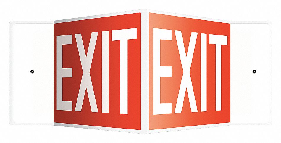 SIGN,EXIT,8X18,WHITE/RED