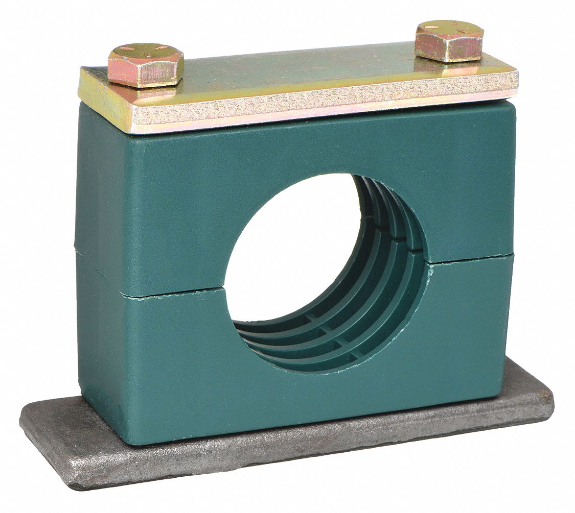 VIBRATION-DAMPENING BETA CLAMP: RIBBED BORE, STEEL CLAMP, PP CUSHION, FOR 1 LINE