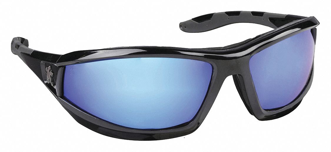 MCR Safety UD128BZDC UD1 Safety Glasses - Blue Frame - Polarized Blue Mirror MAX36 Anti-Fog Lens