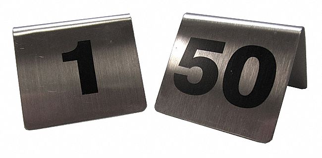 Number Tent 2 1/2 in W Silver PK50