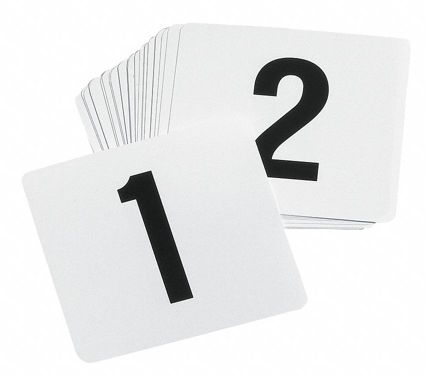 NUMBER CARDSET,1-100,PLASTIC,WHITE,PK100