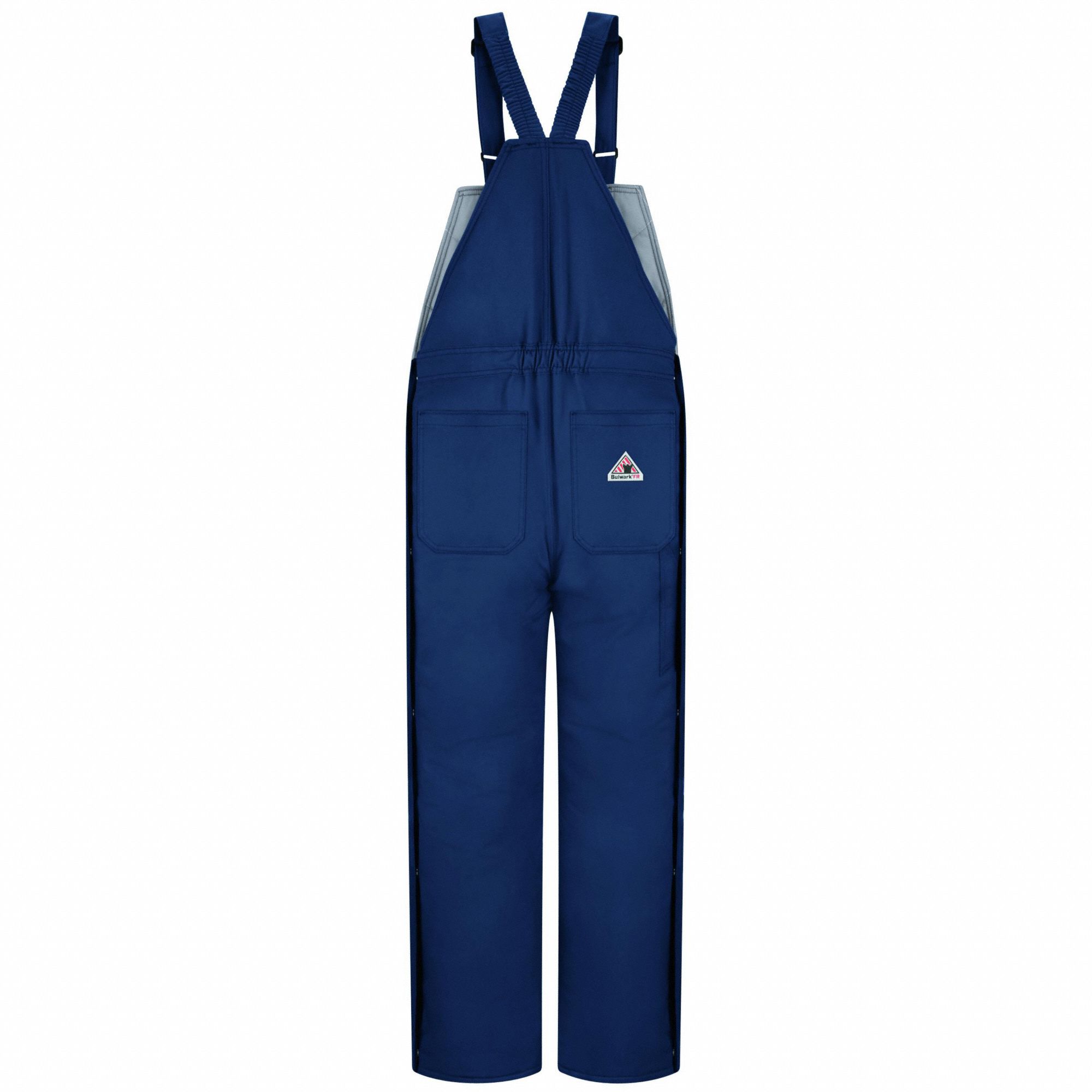 BULWARK Navy Bib Overalls, 88 Cotton / 12 Nylon, Fits Waist Size 38 1/2 in, 31 1/2 in Inseam