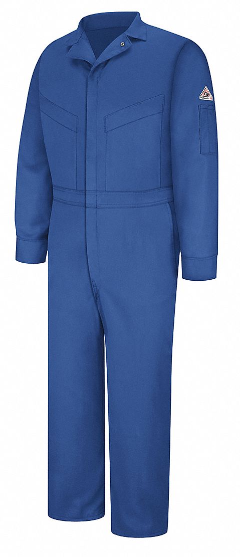 MEN'S COVERALLS, 9.1 CAL/SQ CM ATPV, 3XL, TALL, 54 IN CHEST, BLUE, ZIPPER