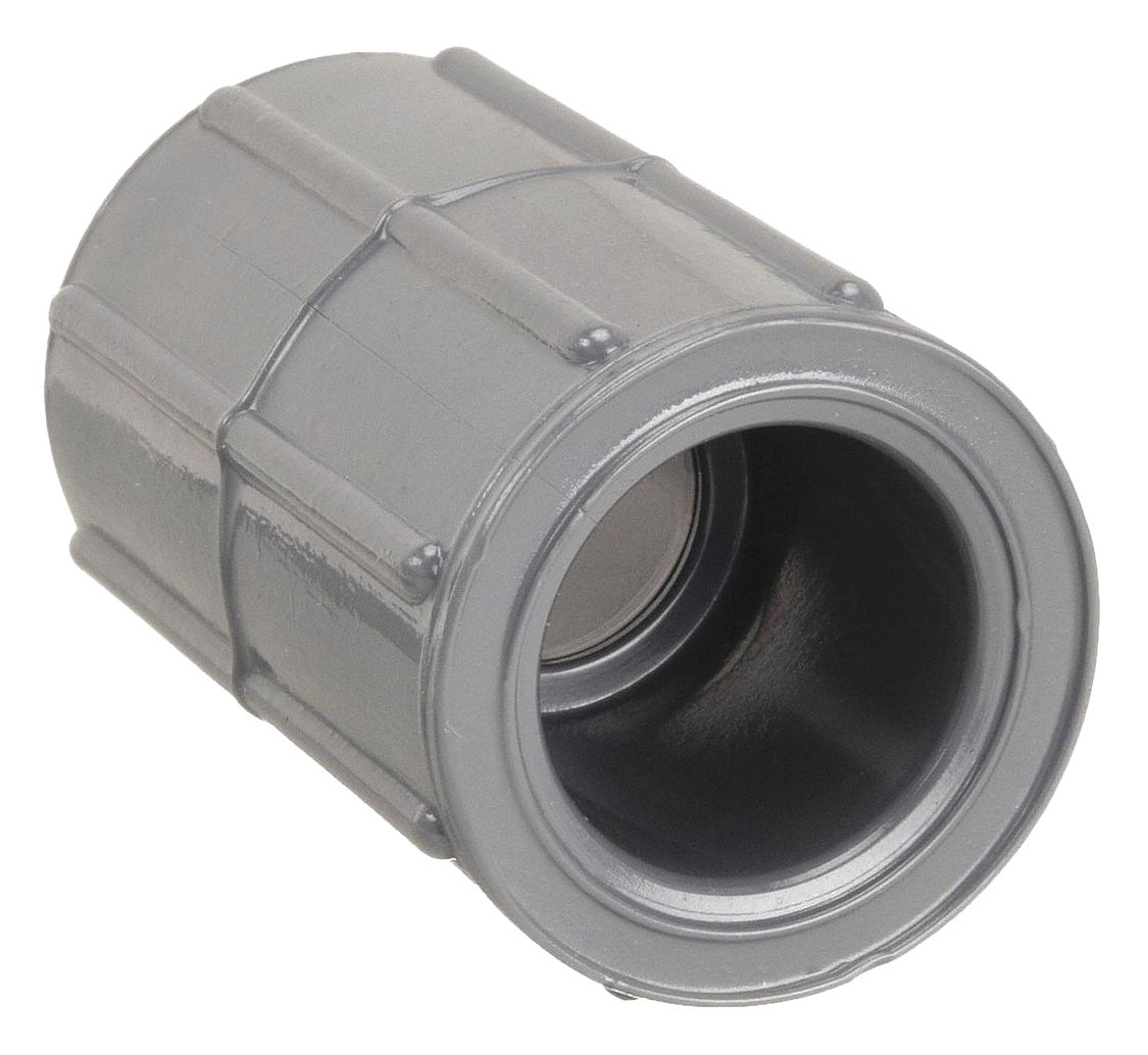 Pipe Coupling: Schedule 80, PVC, 3/8 in x 3/8 in Size, Socket x Socket, Female x Female, Gray, 140°F