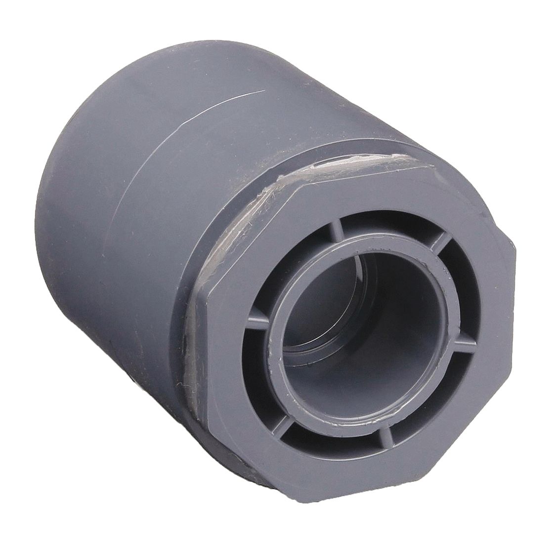 Pipe Coupling: Schedule 80, PVC, 3 in x 1 1/2 in Size, Socket x Socket, Female x Female, Gray, 140°F