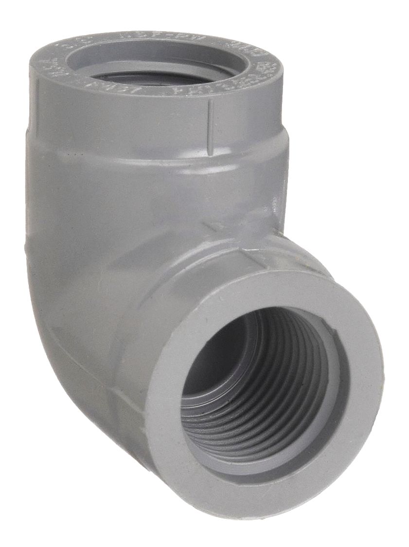 Pipe Elbow: Schedule 80, CPVC, 90° Elbow, 1/4 in x 1/4 in Fitting Pipe Size, Female NPT x Female NPT
