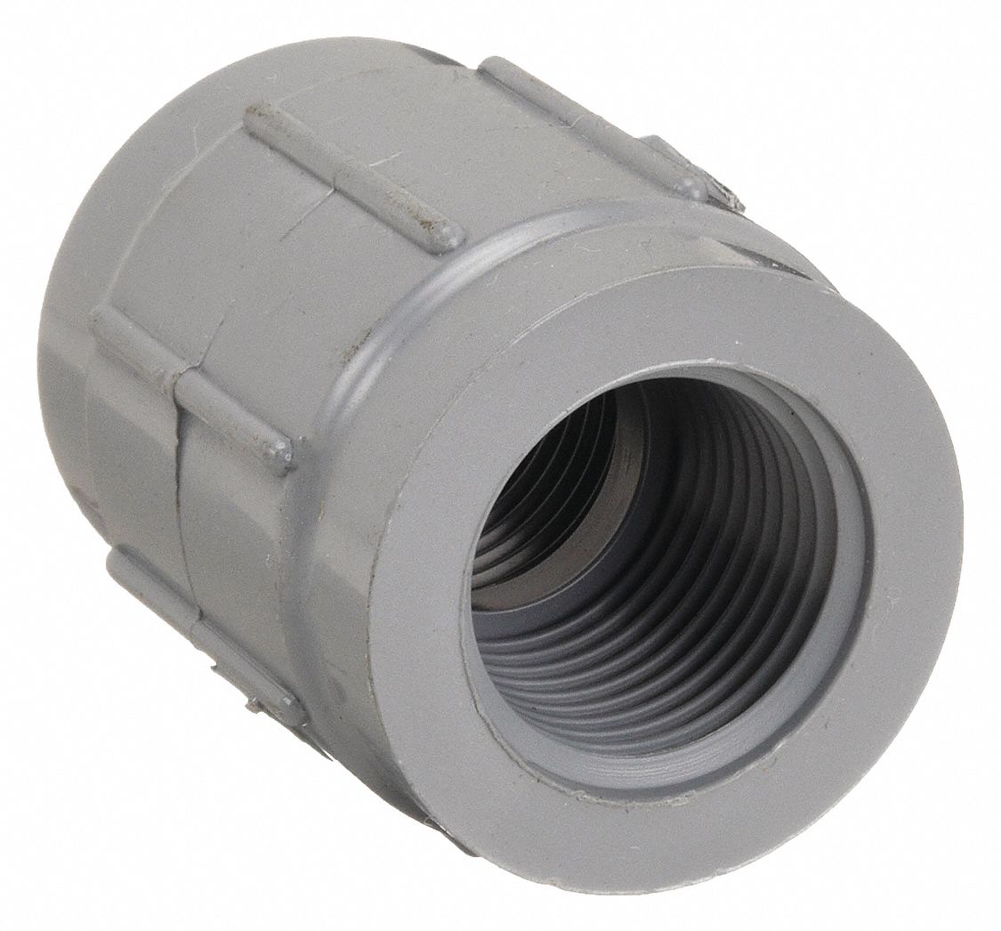 Pipe Coupling: Schedule 80, CPVC, Coupling Body, 3/8 in x 3/8 in Fitting Pipe Size, Gray