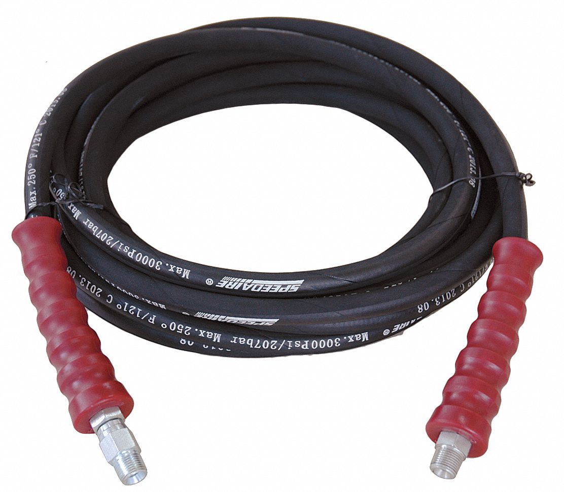 Speedaire Pressure Washer Hose 3 000 Psi 0 To 250 F Temp Range 3 8 In 50 Ft Rubber 22ke02 22ke02 Grainger