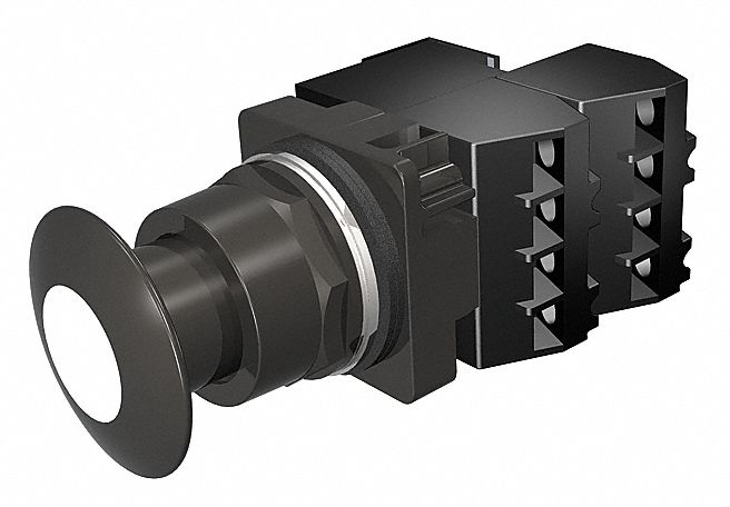 MushroomPushButtn, Illum, FullVolt, Wht, 2NC