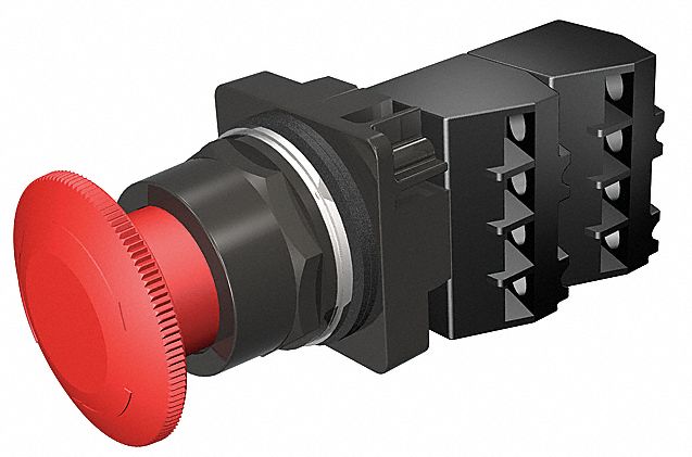 Mushroom Head Push Button: Non-Illuminated, Mushroom Head Profile, Non-Metallic, 30 mm, 2NC