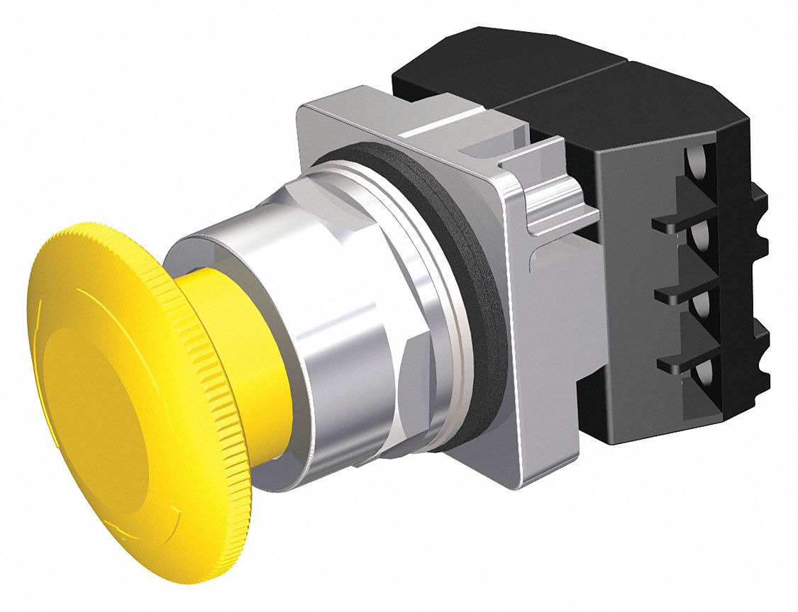 Mushroom Head Push Button: Non-Illuminated, Mushroom Head Profile, Non-Metallic, 30 mm, 2NC