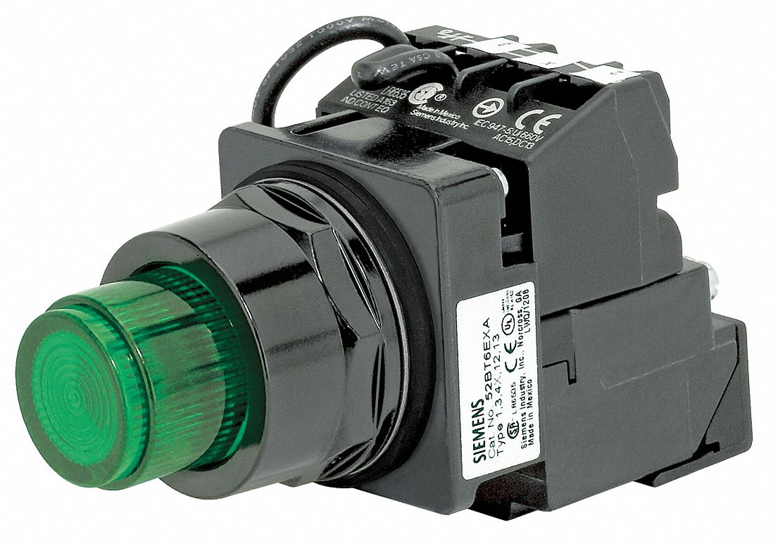 Illuminated Push Button: Illuminated, Extended Profile, Non-Metallic, 30 mm, 1NC