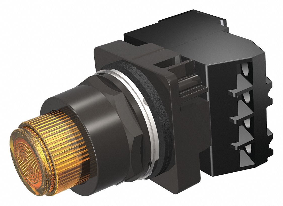 IllumPushButton, Transfmr, Amber, 1NO/1NC