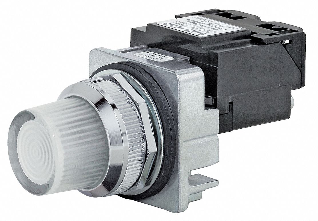 Pilot Light: 30 mm Panel Mounting Size, White, Incandescent, Class 52 Series