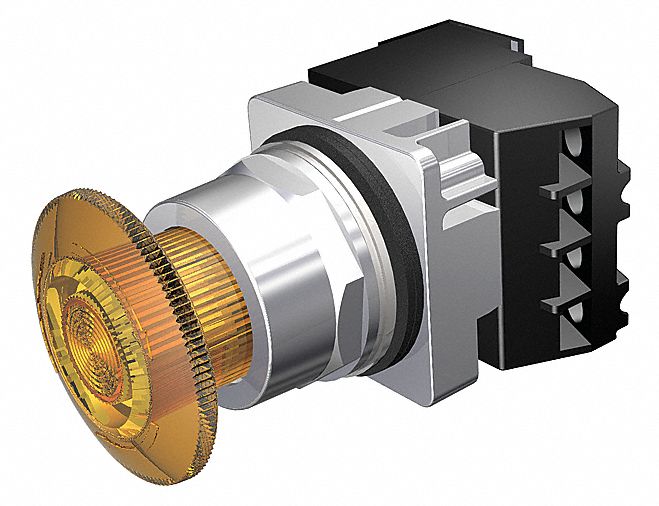 MushroomPshButtn, Transfmr, Amber, 1NO/1NC