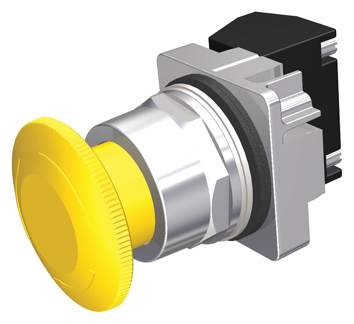 Mushroom Head Push Button: Non-Illuminated, Mushroom Head Profile, Non-Metallic, 30 mm