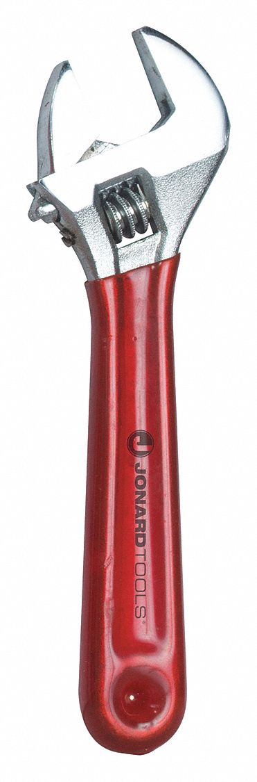 ADJUSTABLE WRENCH, VINYL, CHROME, 6 IN OVERALL L, 15/16 IN JAW CAPACITY