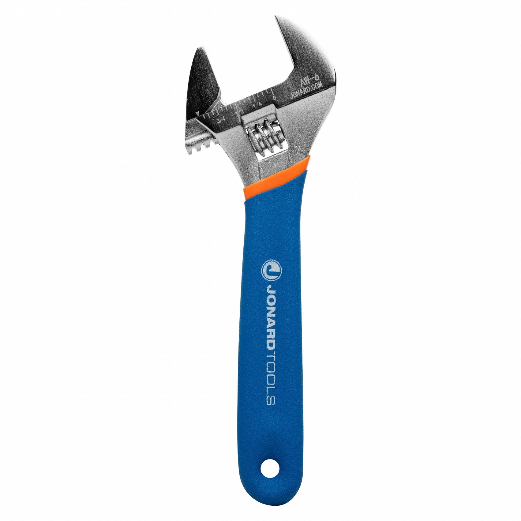Adjustable Wrench: Vinyl, Chrome, 6 in Overall Lg, 15/16 in Jaw Capacity