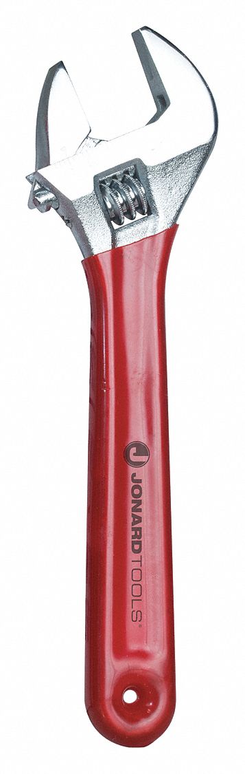 ADJUSTABLE WRENCH, VINYL, CHROME, 8 IN OVERALL L, 1 1/8 IN JAW CAPACITY