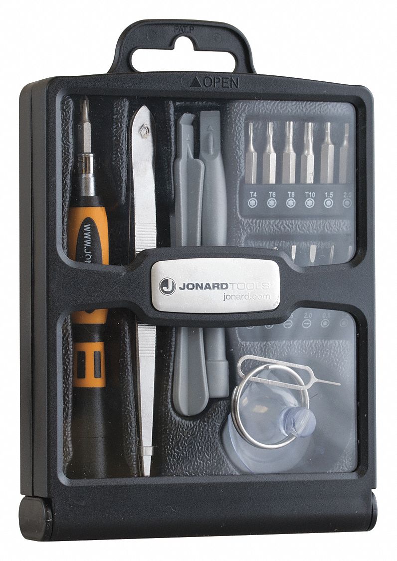 COMMUNICATIONS TOOL KIT, 19 TOTAL PIECES, DRIVERS AND BITS/INSPECTION AND RETRIEVING TOOLS