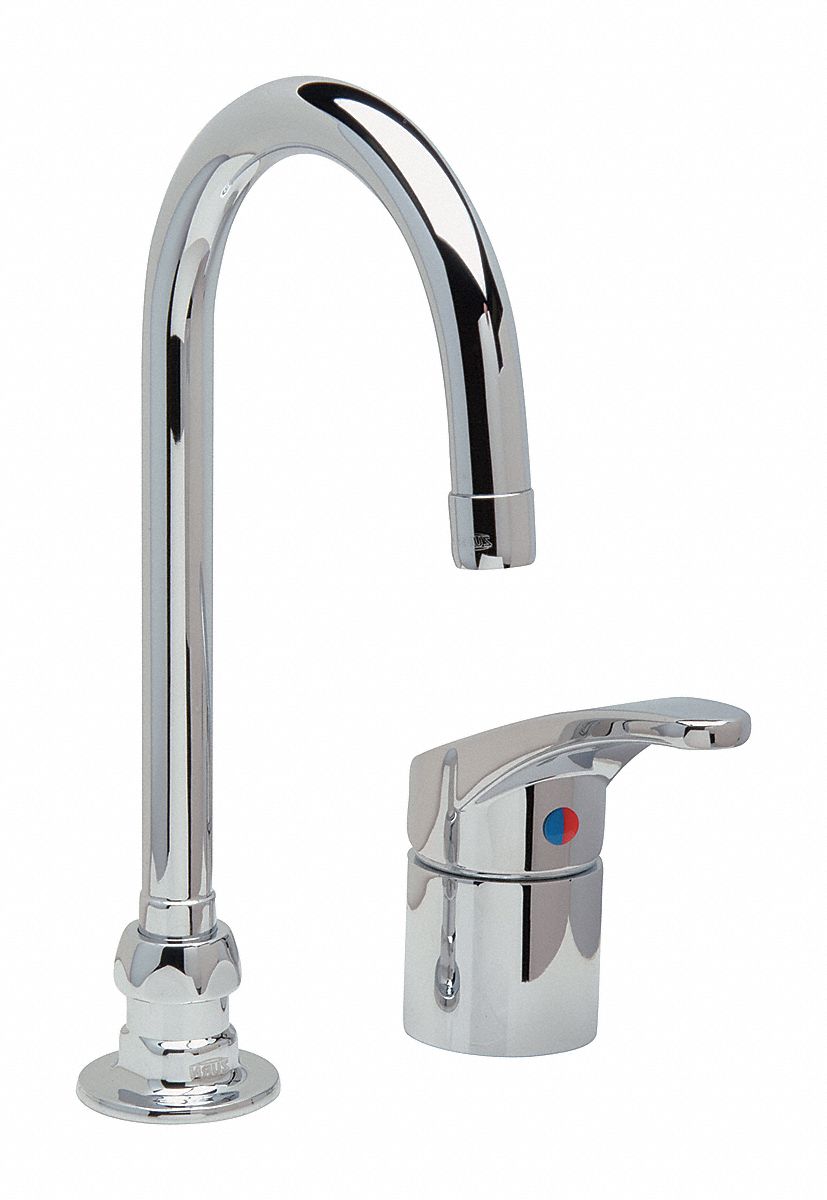 GOOSENECK BATHROOM FAUCET: ZURN, AQUASPEC, CHROME FINISH, MANUAL, 0.5 GPM FLOW RATE