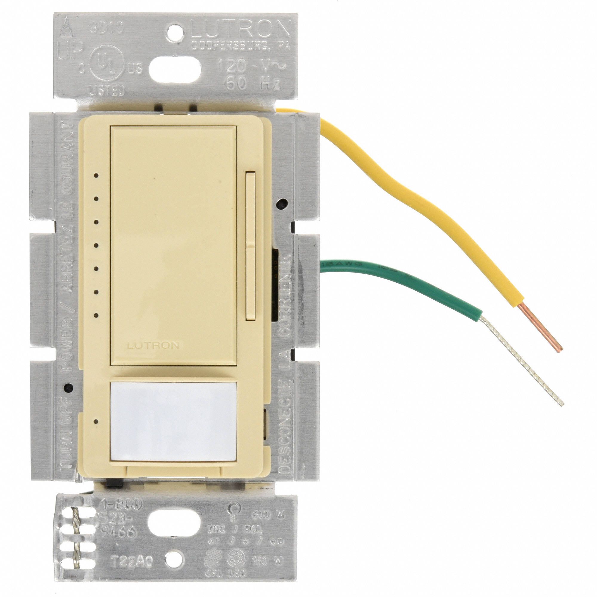 LUTRON Vacancy Sensor Hard Wired, Wall Switch Box, 900 sq ft Coverage